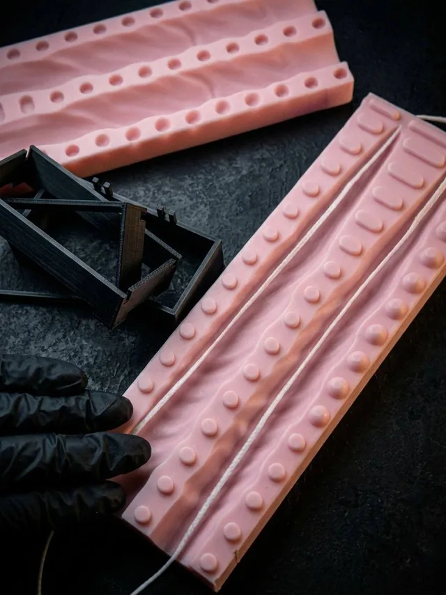 Open silicone mold for taper candles