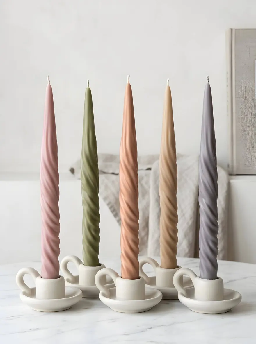 Pastel twisted taper candles